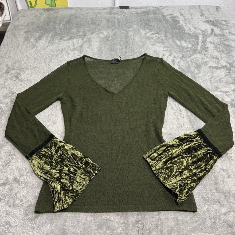 Love Sex Money Womens Velvet Bell Sleeve Top Size M Italy Grunge Fairy Cottage